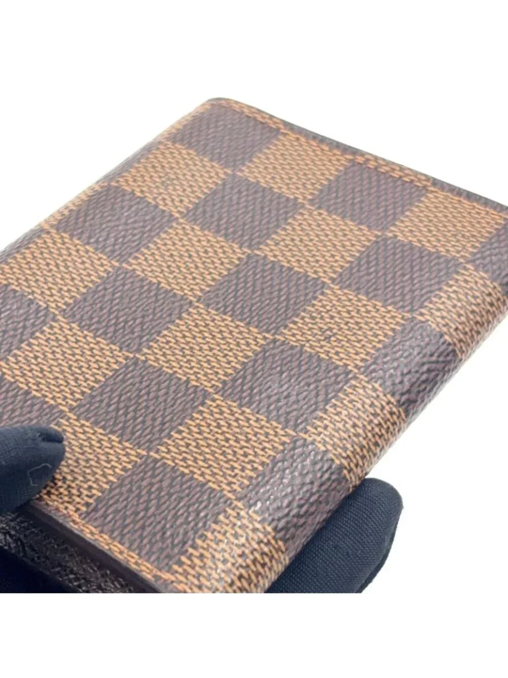 Louis Vuitton Business Card Holder Damier Ebene Leather Brown Case
